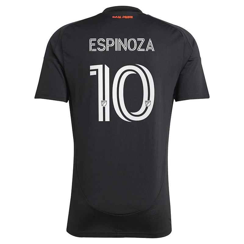 Men's adidas Cristian Espinoza Black San Jose Earthquakes 2025 Headliner Replica Player Jersey