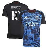 Men's adidas Cristian Espinoza Black San Jose Earthquakes 2025 Headliner Replica Player Jersey