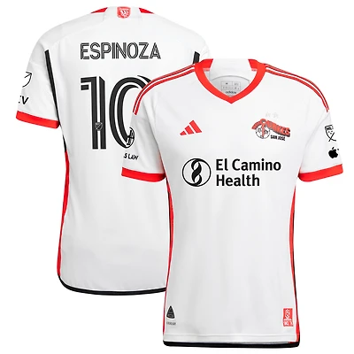 Men's adidas Cristian Espinoza White San Jose Earthquakes 2025 The 50 Kit Authentic Player Jersey