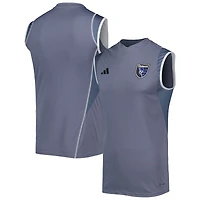 Maillot d'entraînement sans manches adidas San Jose Earthquakes 2023 pour homme, gris