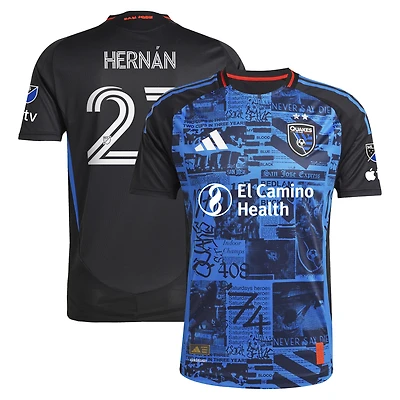 Men's adidas Hernán López Black San Jose Earthquakes 2025 Headliner Authentic Player Jersey