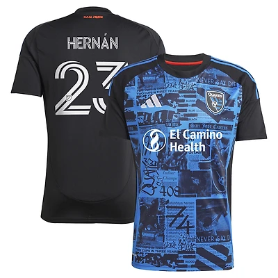 Men's adidas Hernán López Black San Jose Earthquakes 2025 Headliner Replica Player Jersey