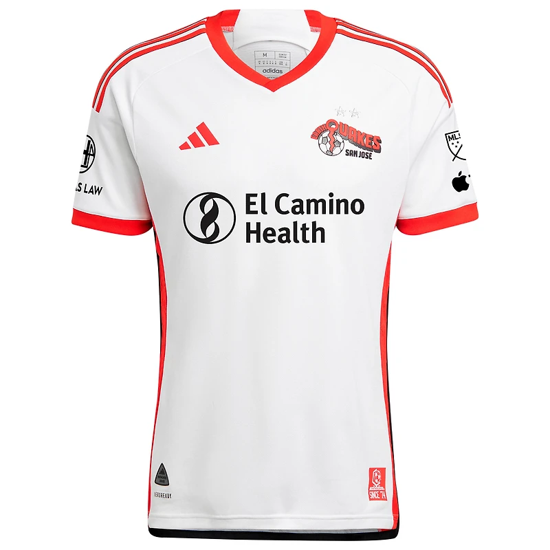 Maillot de joueur authentique adidas Hernán López pour homme, blanc, San Jose Earthquakes 2025 The 50 Kit
