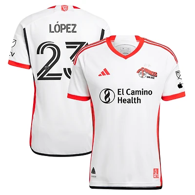 Men's adidas Hernán López White San Jose Earthquakes 2025 The 50 Kit Authentic Player Jersey