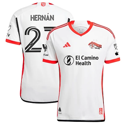 Men's adidas Hernán López White San Jose Earthquakes 2025 The 50 Kit Authentic Player Jersey