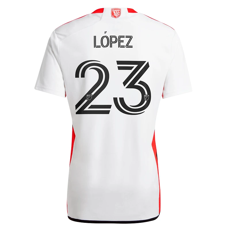 Maillot adidas pour homme Hernán López blanc San Jose Earthquakes 2025 The 50 Kit Replica Player
