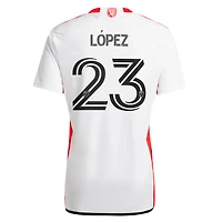 Maillot adidas pour homme Hernán López blanc San Jose Earthquakes 2025 The 50 Kit Replica Player
