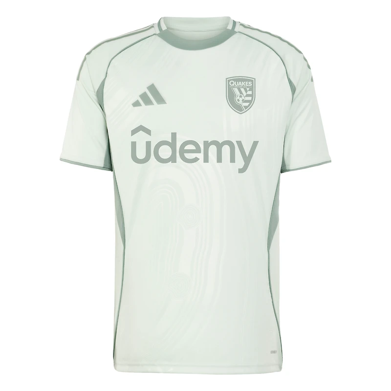 Haut d'avant-match adidas One Planet vert clair pour homme, San Jose Earthquakes 2025
