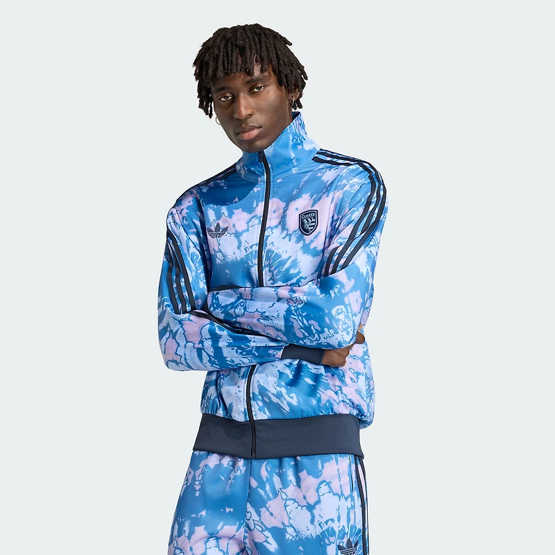 Veste de survêtement zippée adidas Originals bleue San Jose Earthquakes 2026 Grateful Dead pour homme