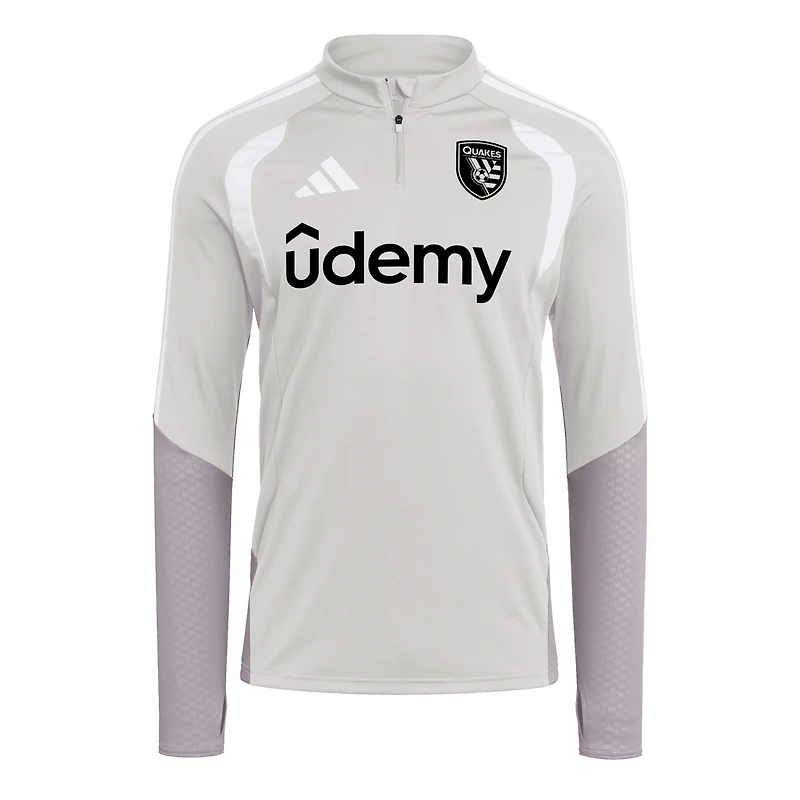 Men's adidas Silver San Jose Earthquakes 2026 Tiro Competition Quarter-Zip Training Top