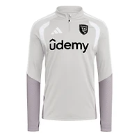 Men's adidas Silver San Jose Earthquakes 2026 Tiro Competition Quarter-Zip Training Top