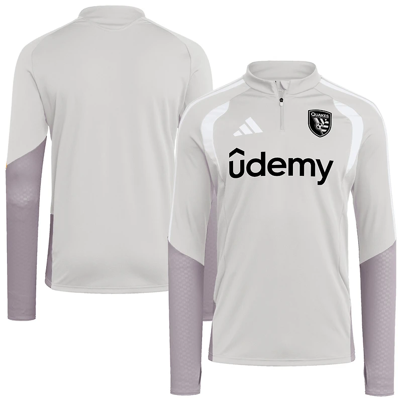 Men's adidas Silver San Jose Earthquakes 2026 Tiro Competition Quarter-Zip Training Top