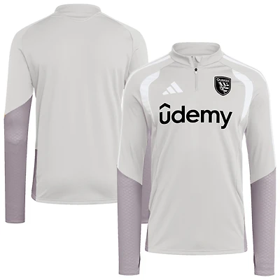 Men's adidas Silver San Jose Earthquakes 2026 Tiro Competition Quarter-Zip Training Top