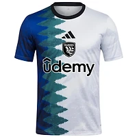 Haut d'avant-match adidas blanc San Jose Earthquakes 2025 Gaming AEROREADY pour homme