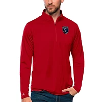 Pull-over rouge Antigua pour homme, hommage aux San Jose Earthquakes, à fermeture éclair quart de tour