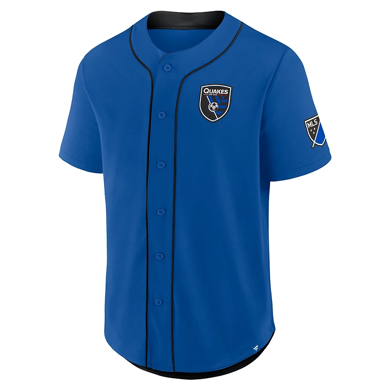 Maillot de baseball bleu fanatiques pour hommes San Jose Earthquakes Injury Time
