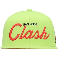 Casquette Mitchell & Ness pour homme verte San Jose Clash Historic Logo Since '96 Foundation Script Snapback