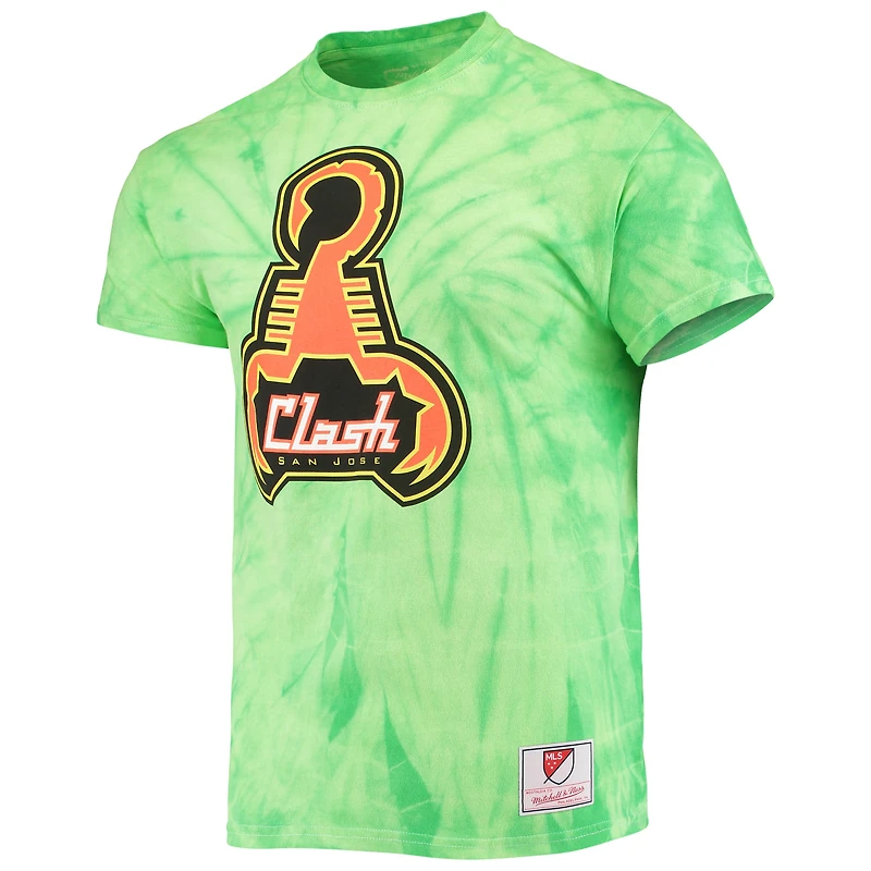 T-shirt vert tie-dye San Jose Clash Since '96 Mitchell & Ness pour homme