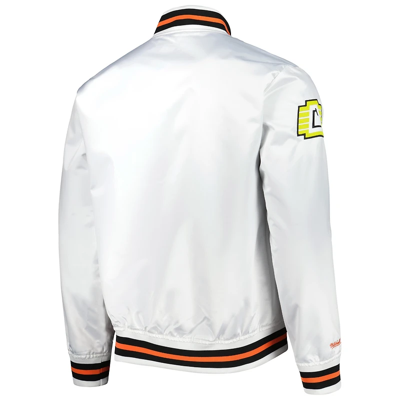 Veste en satin à boutons-pression pour homme Mitchell & Ness, blanc, San Jose Earthquakes City