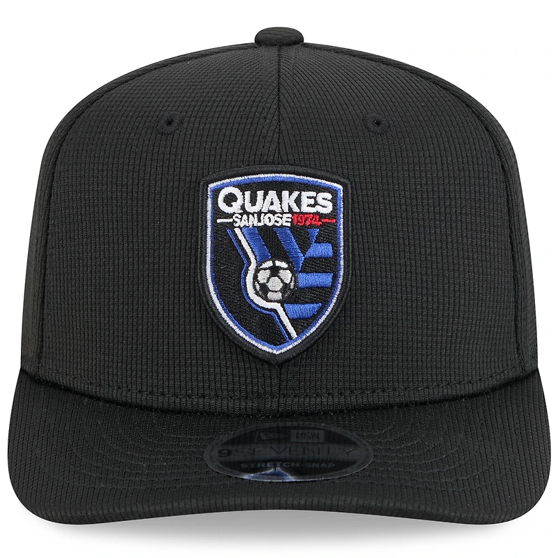 Casquette extensible à boutons-pression New Era noire San Jose Earthquakes 2025 Jersey Hook 9SEVENTY pour homme