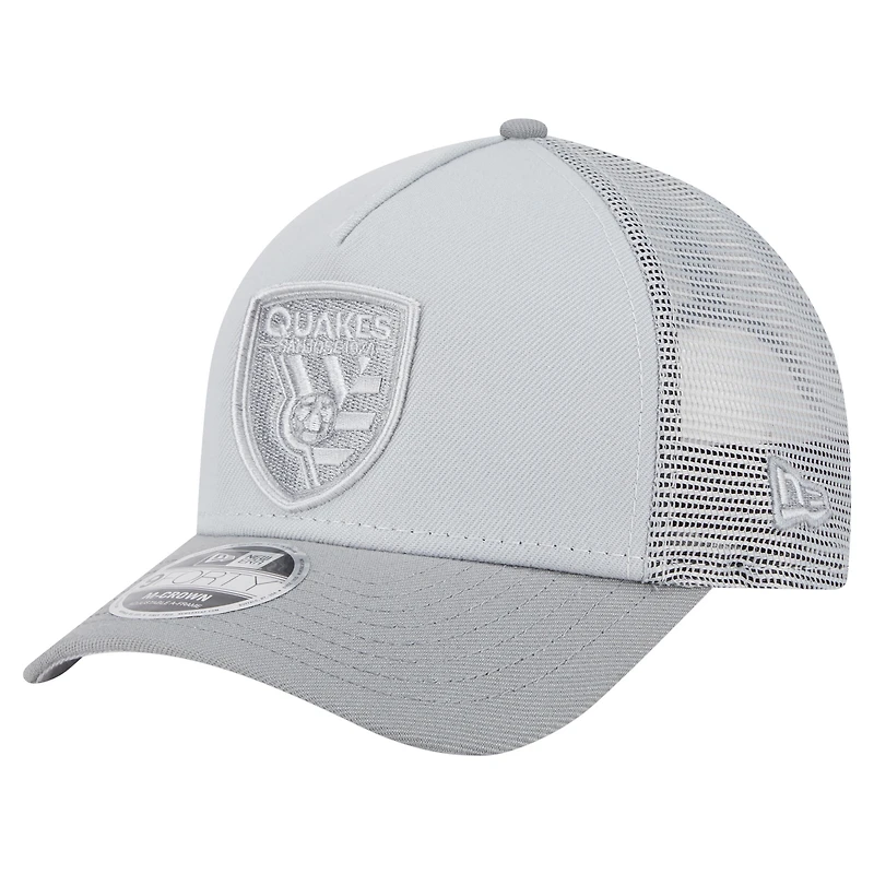 Men's New Era Gray San Jose Earthquakes Color Pack 9FORTY A-Frame Adjustable Trucker Hat