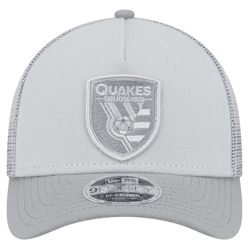 Men's New Era Gray San Jose Earthquakes Color Pack 9FORTY A-Frame Adjustable Trucker Hat