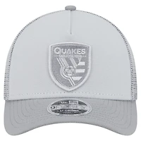 Men's New Era Gray San Jose Earthquakes Color Pack 9FORTY A-Frame Adjustable Trucker Hat