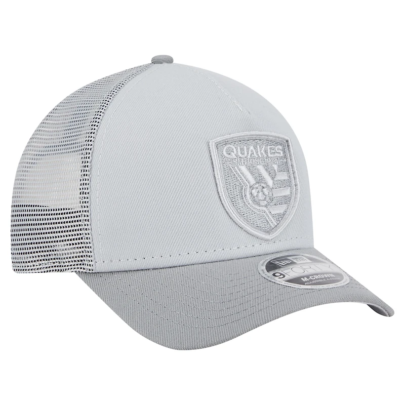 Men's New Era Gray San Jose Earthquakes Color Pack 9FORTY A-Frame Adjustable Trucker Hat