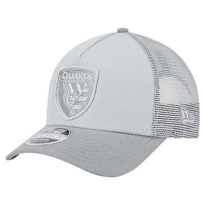 Men's New Era Gray San Jose Earthquakes Color Pack 9FORTY A-Frame Adjustable Trucker Hat