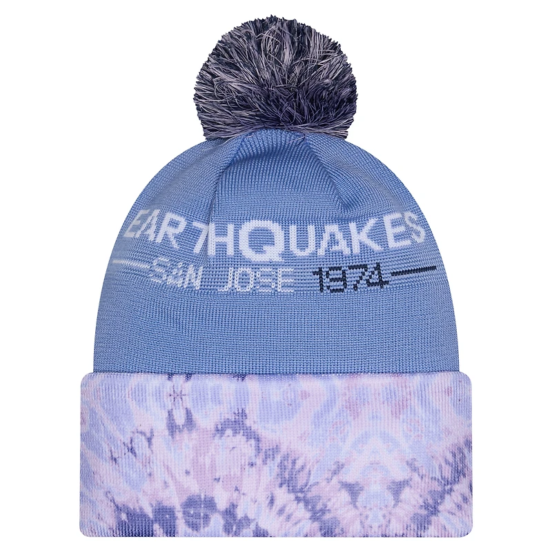 Bonnet en maille à revers avec pompon, bleu clair, New Era, San Jose Earthquakes 2026