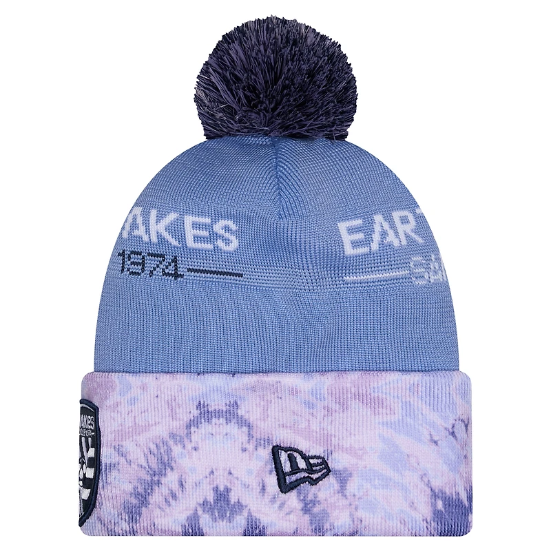 Bonnet en maille à revers avec pompon, bleu clair, New Era, San Jose Earthquakes 2026