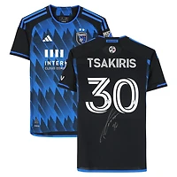 Maillot adidas bleu/noir dédicacé n° 30 des San Jose Earthquakes de Niko Tsakiris pour la saison 2024 de la MLS - Taille M