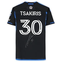 Maillot adidas bleu/noir dédicacé n° 30 des San Jose Earthquakes de Niko Tsakiris pour la saison 2024 de la MLS - Taille M