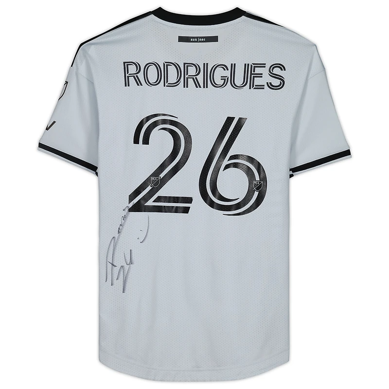 Maillot gris dédicacé #26 de Rodrigues San Jose Earthquakes pour la saison 2023 de la MLS