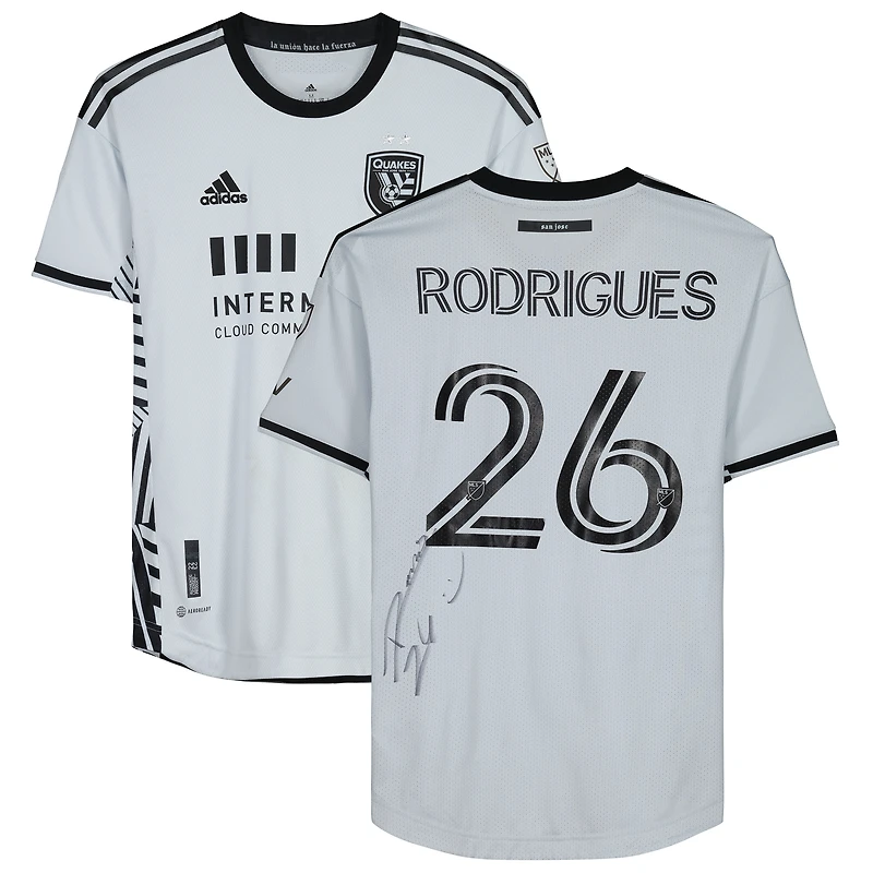 Maillot gris dédicacé #26 de Rodrigues San Jose Earthquakes pour la saison 2023 de la MLS