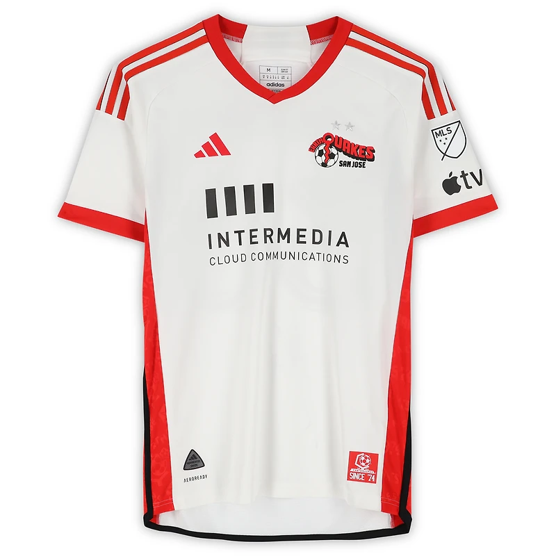 Maillot adidas blanc dédicacé Rodrigues San Jose Earthquakes n° 26, utilisé lors du match, saison 2024 de la MLS - Taille M