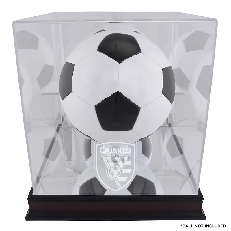 Vitrine de ballon de football avec logo de l'équipe en acajou des tremblements de terre de San Jose
