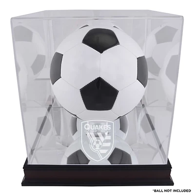 Vitrine de ballon de football avec logo de l'équipe en acajou des tremblements de terre de San Jose