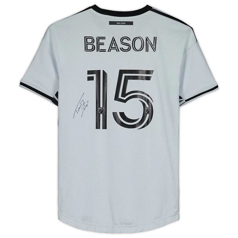 Maillot gris dédicacé #15 des San Jose Earthquakes de Tanner Beason pour la saison 2023 de la MLS