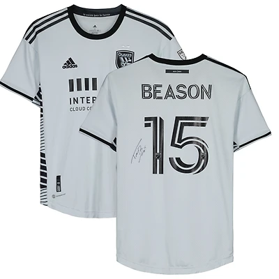 Maillot gris dédicacé #15 des San Jose Earthquakes de Tanner Beason pour la saison 2023 de la MLS