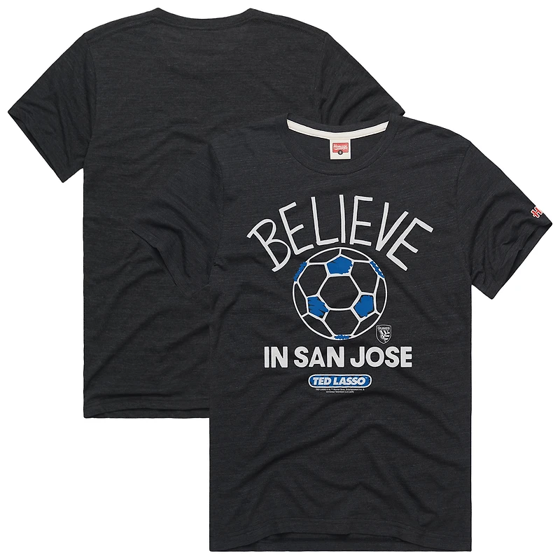 Unisex Homage Charcoal San Jose Earthquakes MLS x Ted Lasso Believe Graphic Tri-Blend T-Shirt