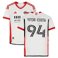 Maillot adidas blanc dédicacé #94 de Vitor Costa de Brito des San Jose Earthquakes pour la saison 2024 de la MLS - Taille S