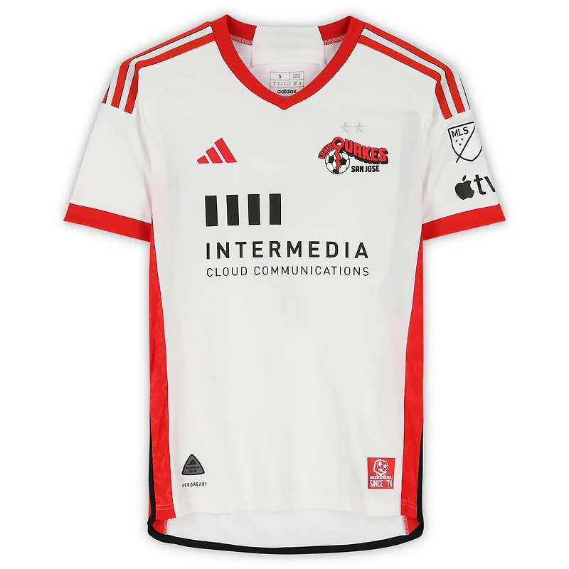Maillot adidas blanc dédicacé #94 de Vitor Costa de Brito des San Jose Earthquakes pour la saison 2024 de la MLS - Taille S
