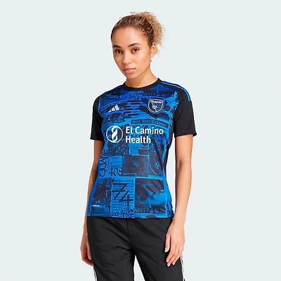 Maillot réplique de tête d'affiche des San Jose Earthquakes 2025 adidas noir pour femme