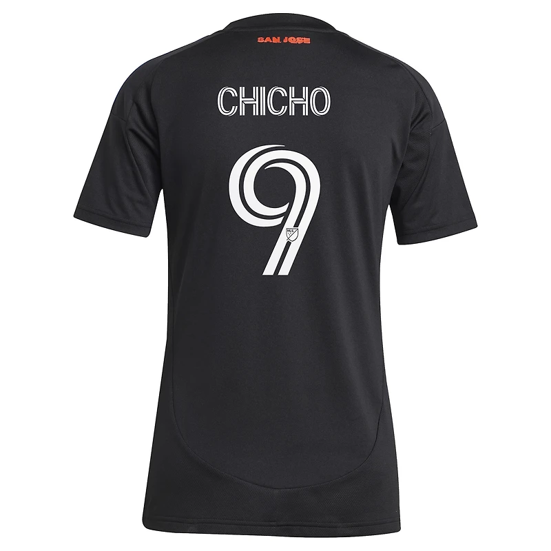 Maillot réplique de joueur tête d'affiche des San Jose Earthquakes 2025 noir pour femme adidas Cristian Arango
