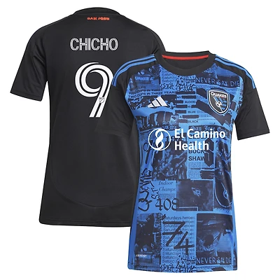 Women's adidas Cristian Arango Black San Jose Earthquakes 2025 Headliner Replica Player Jersey