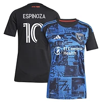 Maillot réplique de joueur tête d'affiche des San Jose Earthquakes 2025 noir pour femme adidas Cristian Espinoza