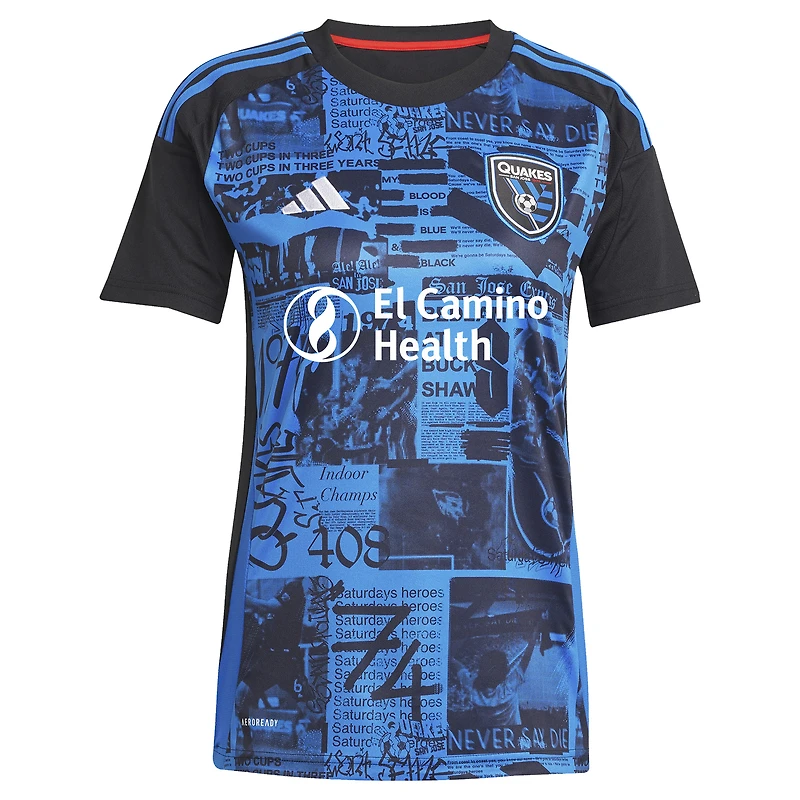 Women's adidas Cristian Espinoza Black San Jose Earthquakes 2025 Headliner Replica Player Jersey