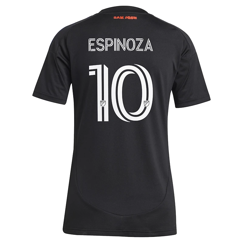 Women's adidas Cristian Espinoza Black San Jose Earthquakes 2025 Headliner Replica Player Jersey