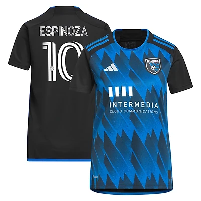 Women's adidas Cristian Espinoza Blue San Jose Earthquakes 2023 Active Fault Jersey Replica